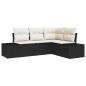 Preview: 4-teiliges Garten-Sofa-Set mit Kissen Schwarz Poly-Rattan
