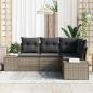 Preview: 4-teiliges Garten Sofa Set mit Kissen Grau Poly Rattan