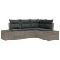 Preview: 4-teiliges Garten Sofa Set mit Kissen Grau Poly Rattan