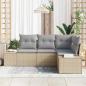 Preview: 4-teiliges Garten Sofa Set mit Kissen Beige Poly Rattan