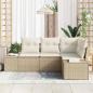 Preview: 4-teiliges Garten Sofa Set mit Kissen Beige Poly Rattan