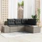 Preview: ARDEBO.de - 4-teiliges Garten Sofa Set mit Kissen Hellgrau Poly Rattan