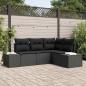 Preview: ARDEBO.de - 4-teiliges Garten Sofa Set mit Kissen Schwarz Poly Rattan