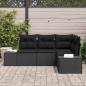 Preview: 4-teiliges Garten Sofa Set mit Kissen Schwarz Poly Rattan