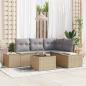 Preview: ARDEBO.de - 5-teiliges Garten Sofa Set mit Kissen Schwarz Poly Rattan
