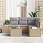 Preview: 5-teiliges Garten Sofa Set mit Kissen Schwarz Poly Rattan