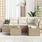 Preview: 5-teiliges Garten Sofa Set mit Kissen Braunes Poly Rattan