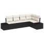 Preview: 5 Teiliges Garten Sofa Set mit Kissen Schwarz Poly Rattan
