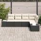 Preview: 5 Teiliges Garten Sofa Set mit Kissen Schwarz Poly Rattan