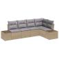 Preview: 5-teiliges Garten Sofa Set mit Kissen Beige Poly Rattan