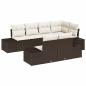 Preview: 7-teiliges Garten Sofa Set mit Kissen Braun Poly Rattan