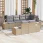 Preview: ARDEBO.de - 7-teiliges Garten-Sofa-Set mit Kissen Beige Poly Rattan