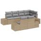 Preview: 7-teiliges Garten-Sofa-Set mit Kissen Beige Poly Rattan