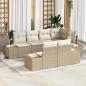 Preview: ARDEBO.de - 7-teiliges Garten Sofa Set mit Kissen Beige Poly Rattan
