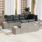 Preview: ARDEBO.de - 7-teiliges Garten Sofa Set mit Kissen Hellgrau Poly Rattan