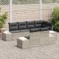 Preview: 7-teiliges Garten Sofa Set mit Kissen Hellgrau Poly Rattan