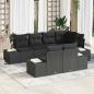 Preview: ARDEBO.de - 7 Teiliges Garten Sofa Set mit Kissen Schwarz Poly Rattan