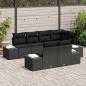 Preview: 7 Teiliges Garten Sofa Set mit Kissen Schwarz Poly Rattan