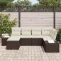 Preview: 6-teiliges Garten-Sofa-Set mit Kissen Braun Poly-Rattan