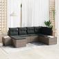 Preview: ARDEBO.de - 6-teiliges Garten-Sofa-Set mit Kissen Grau Poly-Rattan