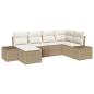 Preview: 6-teiliges Garten Sofaset mit Kissen - Beiger Poly Rattan