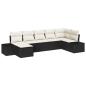 Preview: Gartensofa-set mit Kissen 7 pcs Schwarz Poly-Rattan