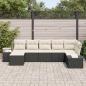 Preview: Gartensofa-set mit Kissen 7 pcs Schwarz Poly-Rattan