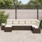 Preview: 7-teiliges Garten Sofa Set mit Kissen Braun Poly Rattan