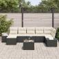 Preview: 7-teiliges Garten-Sofa-Set mit Kissen in braunem Poly-Rattan