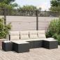 Preview: ARDEBO.de - 6-teiliges Garten Sofa Set mit Kissen Schwarz Poly Rattan
