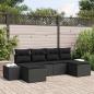Preview: ARDEBO.de - 6-teiliges Garten-Sofaset mit Kissen in Schwarz aus Poly-Rattan