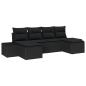 Preview: 6-teiliges Garten-Sofaset mit Kissen in Schwarz aus Poly-Rattan