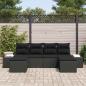 Preview: 6-teiliges Garten-Sofaset mit Kissen in Schwarz aus Poly-Rattan