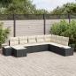 Preview: ARDEBO.de - 8-teiliges Garten Sofa Set mit Kissen Schwarz Poly-Rattan