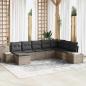 Preview: ARDEBO.de - 8-teiliges Garten-Sofa-Set mit Kissen Grau Poly-Rattan