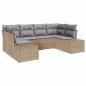 Preview: 6-teiliges Garten Sofa Set mit Kissen Beige Poly Rattan