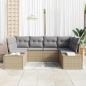 Preview: 6-teiliges Garten Sofa Set mit Kissen Beige Poly Rattan