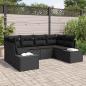 Preview: ARDEBO.de - 6-teiliges Garten Sofa Set mit Kissen Schwarz Poly Rattan