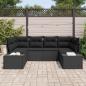 Preview: 6-teiliges Garten Sofa Set mit Kissen Schwarz Poly Rattan