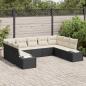 Preview: ARDEBO.de - 9-teiliges Garten Sofa Set mit Kissen Schwarz Poly Rattan