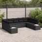 Preview: ARDEBO.de - 9-teiliges Garten Sofa Set mit Kissen Schwarz Poly Rattan