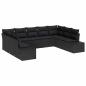 Preview: 9-teiliges Garten Sofa Set mit Kissen Schwarz Poly Rattan