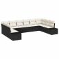Preview: 10-teiliges Garten Sofa Set mit Kissen Schwarz Poly Rattan