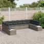 Preview: ARDEBO.de - 10-teiliges Garten-Sofa-Set mit Kissen in Grau aus Poly Rattan