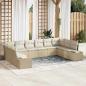 Preview: ARDEBO.de - 10-teiliges Garten Sofa Set mit Kissen Beige Poly Rattan