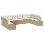 Preview: 10-teiliges Garten Sofa Set mit Kissen Beige Poly Rattan