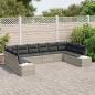 Preview: 10-teiliges Garten Sofa Set mit Kissen Hellgrau Poly Rattan