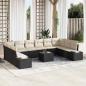 Preview: ARDEBO.de - 10-teiliges Garten-Sofa-Set mit Kissen braunes Poly-Rattan