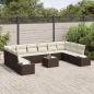 Preview: 10-teiliges Garten-Sofa-Set mit Kissen Grau Poly-Rattan