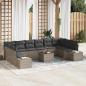 Preview: ARDEBO.de - 10-teiliges Garten Sofa Set mit Kissen Schwarzes Poly Rattan